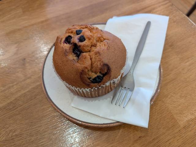 Ingredients and preparation for bakery-style blueberry muffins