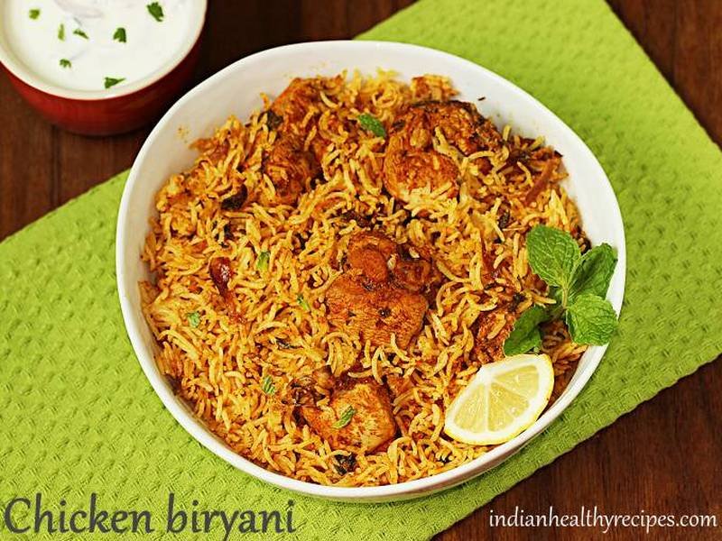 Hyderabadi Chicken Biryani — indian dinner recipe, served and ready to eat