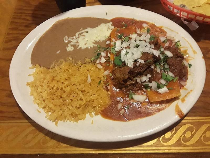 Chicken Enchiladas Rojas — mexican dinner recipe, served and ready to eat