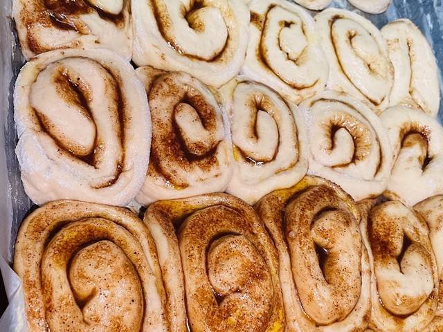 Ingredients and preparation for overnight cinnamon rolls