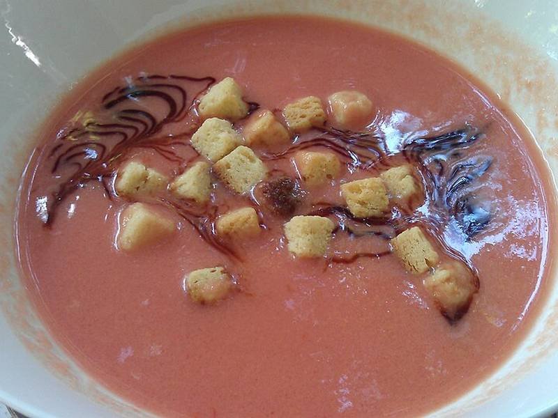 Andalusian Gazpacho — spanish healthy recipe, served and ready to eat