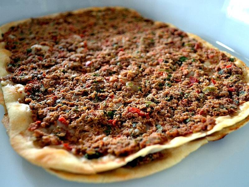 Lahmacun — turkish baking recipe, served and ready to eat