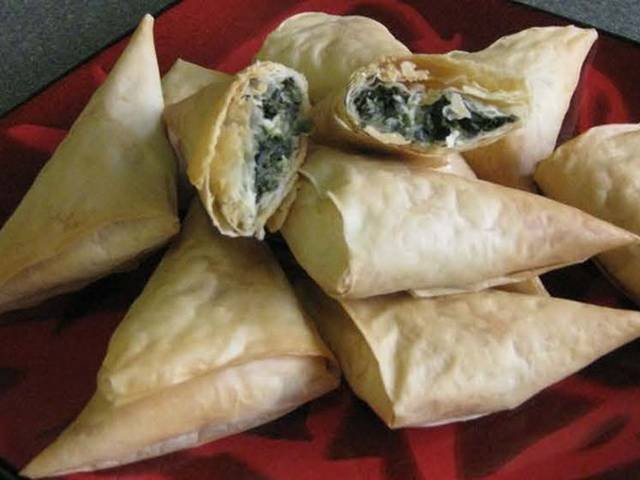 Ingredients and preparation for spanakopita